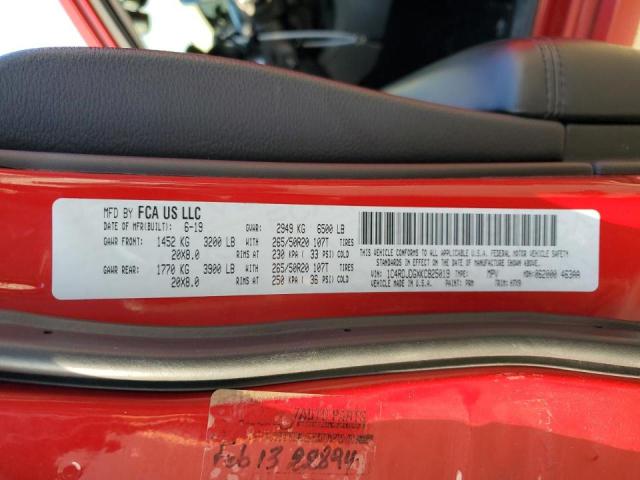 1C4RDJDGXKC825019 Dodge DURANGO GT