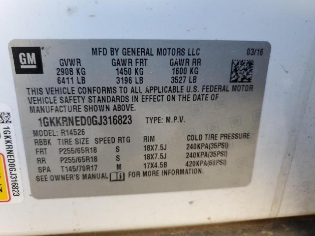1GKKRNED0GJ316823 GMC ACADIA SLE
