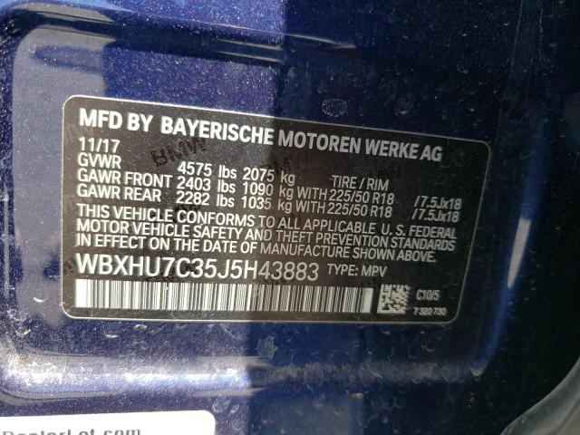 WBXHU7C35J5H43883 BMW X1 Sdrive28i