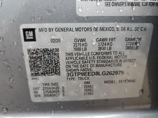 3GTP9EED8LG262975 GMC Sierra K1500 At4