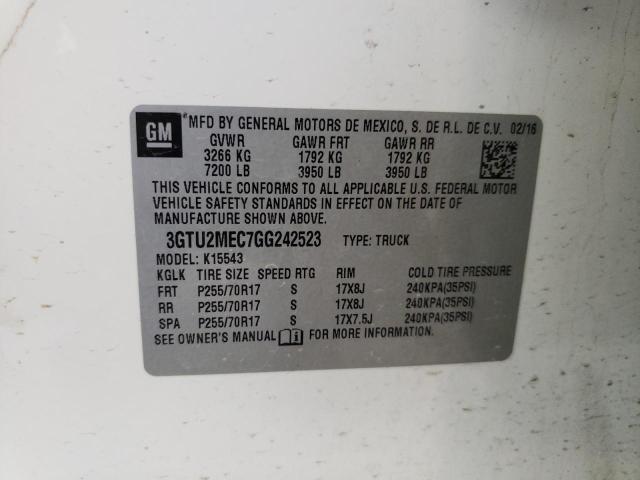 3GTU2MEC7GG242523 GMC Sierra K1500 Sle