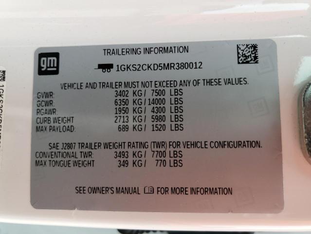 1GKS2CKD5MR380012 GMC Yukon At4