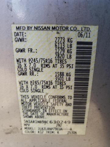 5N1AR1NB9BC630249 Nissan Pathfinder S