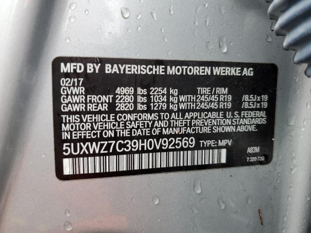 5UXWZ7C39H0V92569 BMW X3 Sdrive28i