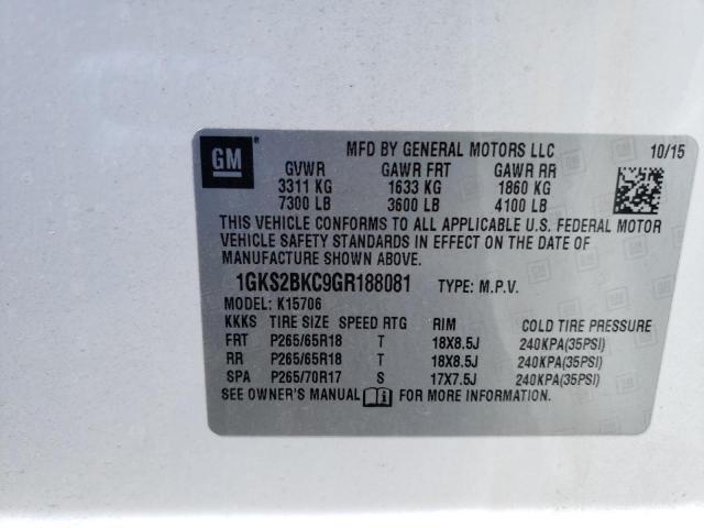 1GKS2BKC9GR188081 GMC YUKON SLT