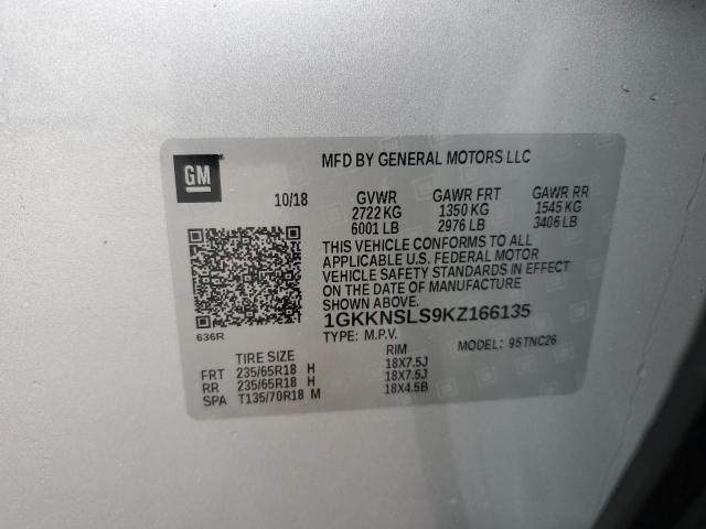 1GKKNSLS9KZ166135 GMC ACADIA SLE