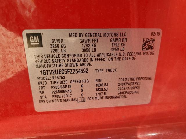 1GTV2UEC5FZ254592 GMC Sierra K1500 Sle