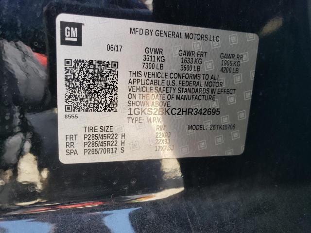 1GKS2BKC2HR342695 GMC YUKON SLT