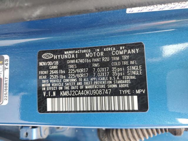 KM8J2CA40KU908747 Hyundai TUCSON SE