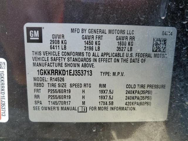 1GKKRRKD1EJ353713 GMC Acadia Slt-1