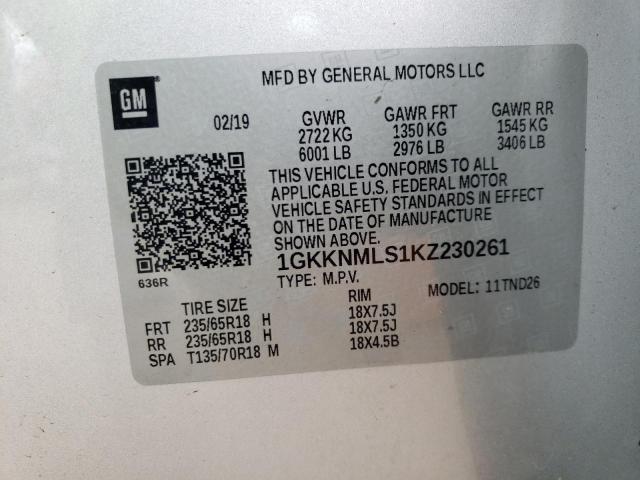 1GKKNMLS1KZ230261 GMC Acadia Slt-1