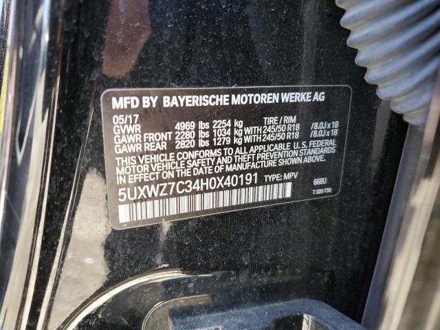 5UXWZ7C34H0X40191 BMW X3 Sdrive28i