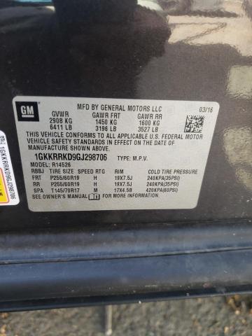 1GKKRRKD9GJ298706 GMC Acadia Slt-1
