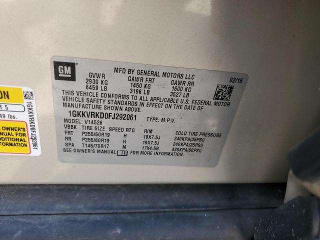 1GKKVRKD0FJ292061 GMC Acadia Slt-1