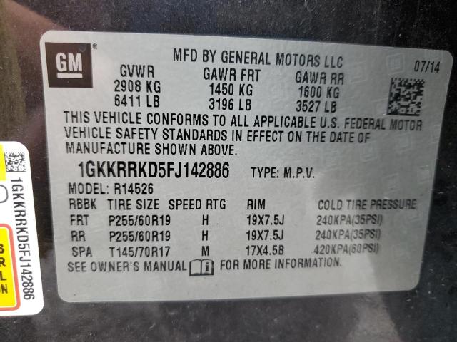 1GKKRRKD5FJ142886 GMC Acadia Slt-1