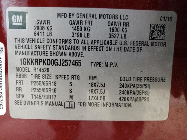 1GKKRPKD0GJ257465 GMC ACADIA SLE