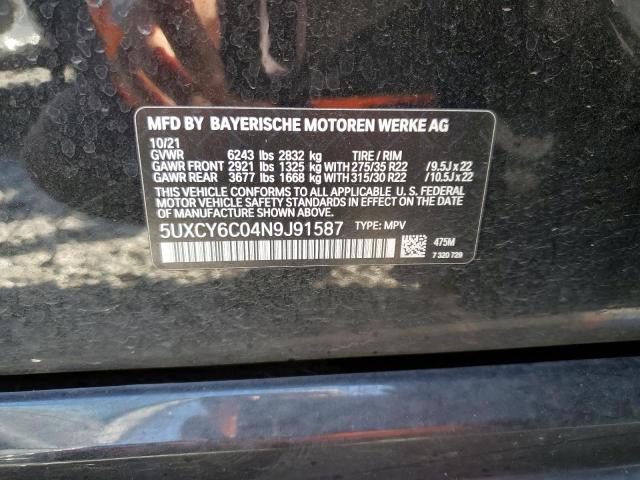 5UXCY6C04N9J91587 BMW X6 Xdrive40i