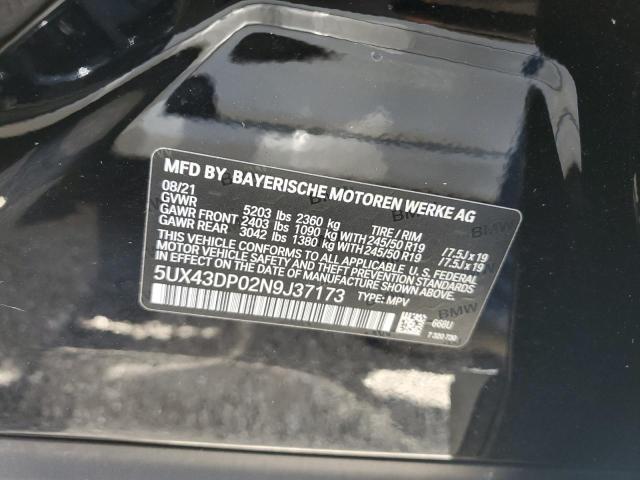 5UX43DP02N9J37173 BMW X3 Sdrive30i