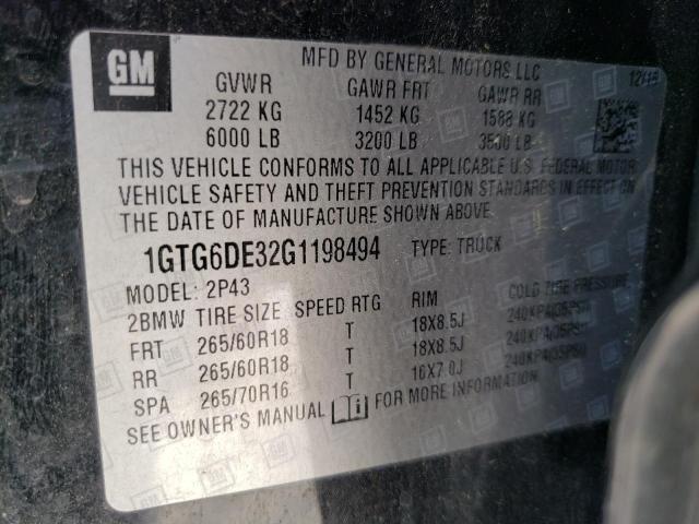 1GTG6DE32G1198494 GMC CANYON SLT