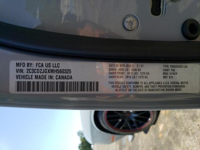 2C3CDZJGXMH560325 Dodge Challenger Gt