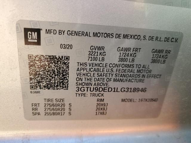 3GTU9DED1LG318946 GMC Sierra K1500 Slt