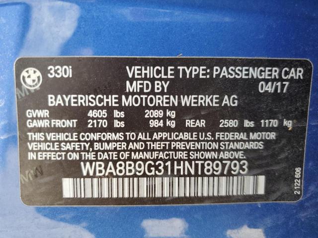 WBA8B9G31HNT89793 BMW 330 I