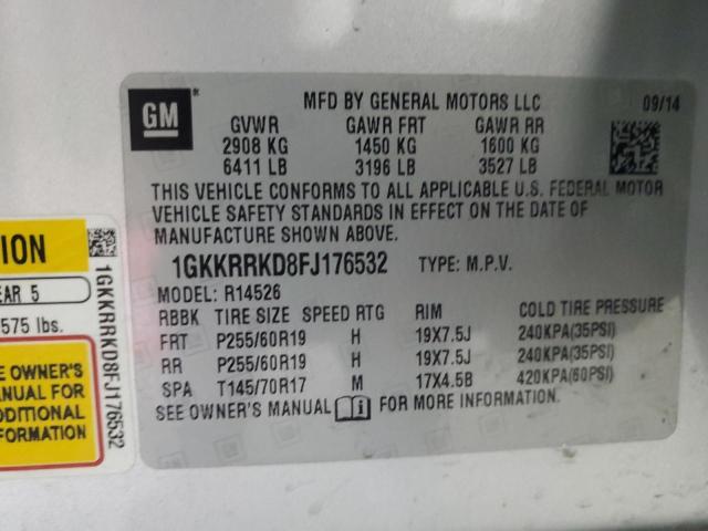 1GKKRRKD8FJ176532 GMC Acadia Slt-1