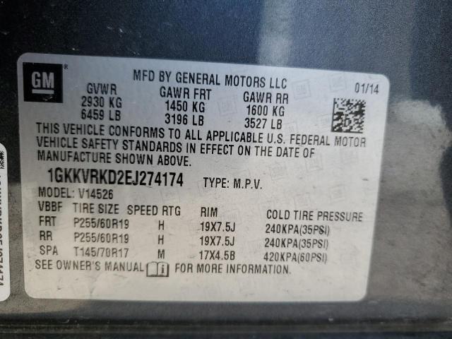 1GKKVRKD2EJ274174 GMC Acadia Slt-1