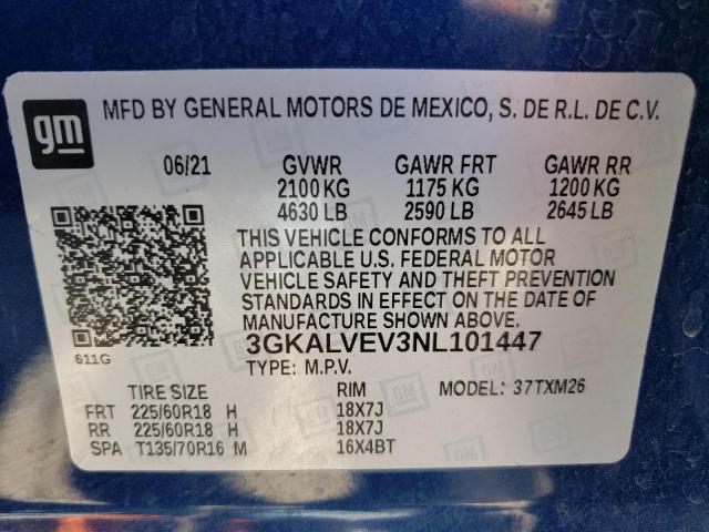 3GKALVEV3NL101447 GMC Terrain Slt