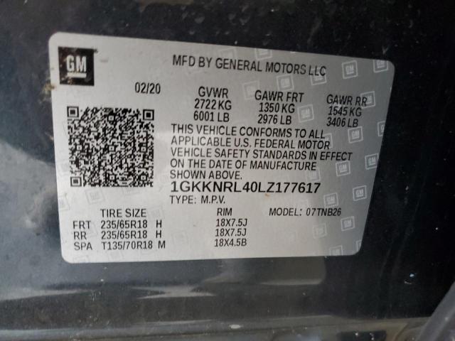 1GKKNRL40LZ177617 GMC ACADIA SLE
