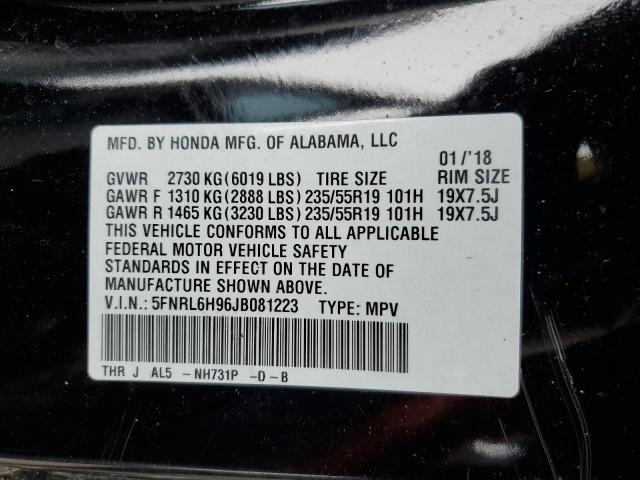5FNRL6H96JB081223 Honda Odyssey Elite