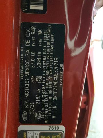 3KPF24ADXME370219 KIA FORTE FE