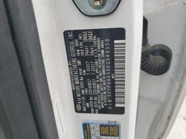 5XYPG4A33KG549358 KIA SORENTO L