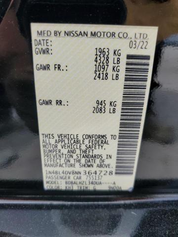 1N4BL4DV8NN364728 Nissan ALTIMA SV