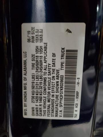 5FPYK3F57KB039603 Honda Ridgeline Rtl
