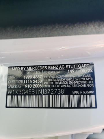 W1K3G4EB1NJ372738 Mercedes-Benz A 220