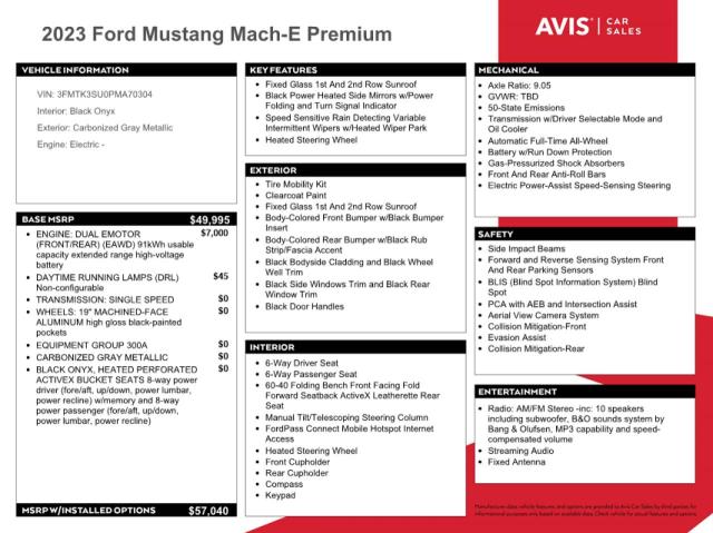 3FMTK3SU0PMA70304 Ford Mustang Mach-e Premium
