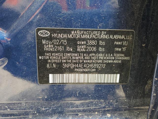 5NPDH4AE4GH689212 Hyundai ELANTRA SE