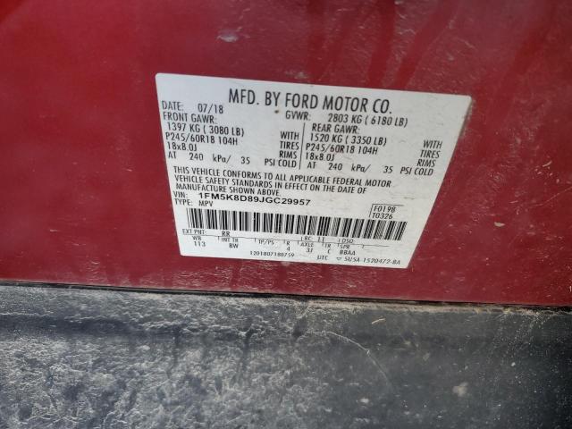 1FM5K8D89JGC29957 Ford EXPLORER XLT