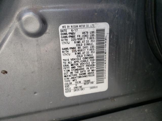JN8AT2MV0HW275538 Nissan ROGUE S