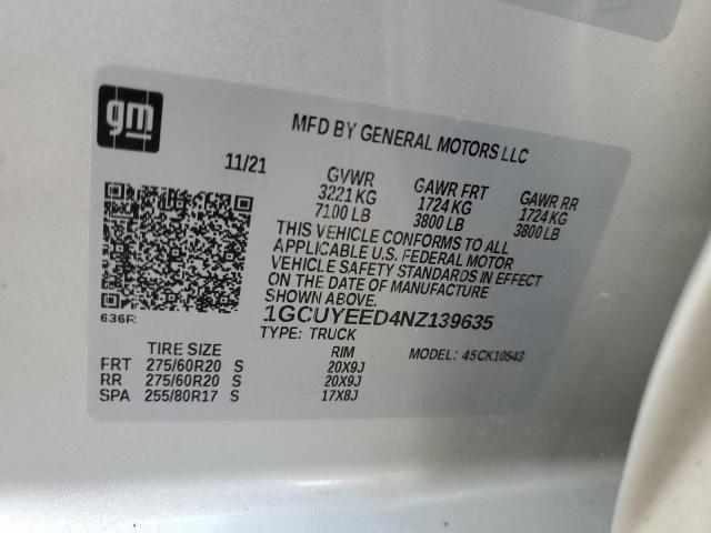1GCUYEED4NZ139635 Chevrolet Silverado Ltd K1500 Rst