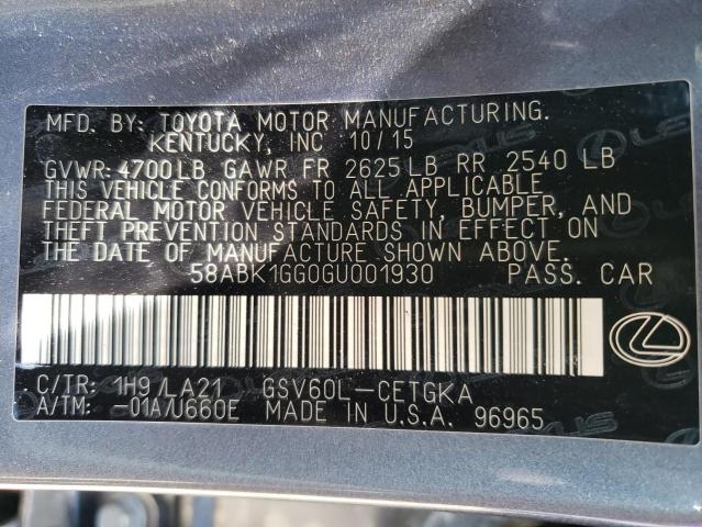 58ABK1GG0GU001930 Lexus ES 350