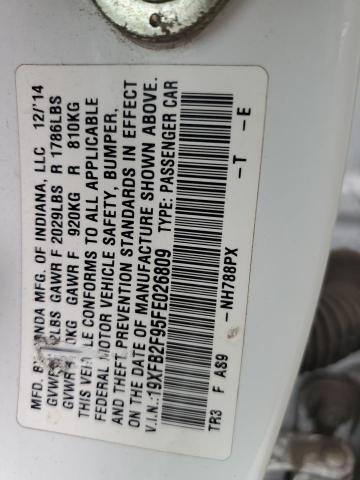 19XFB2F95FE026809 Honda CIVIC EXL