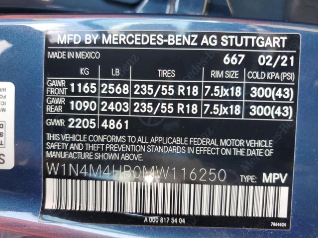 W1N4M4HB0MW116250 Mercedes-Benz Glb 250 4matic
