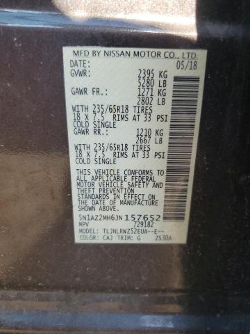 5N1AZ2MH6JN157652 Nissan MURANO S