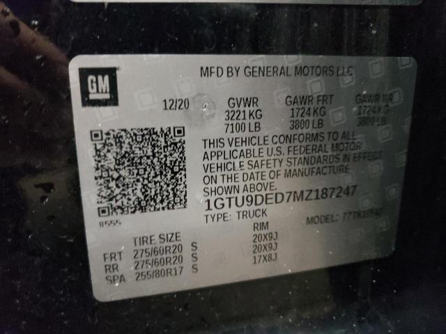 1GTU9DED7MZ187247 GMC Sierra K1500 Slt