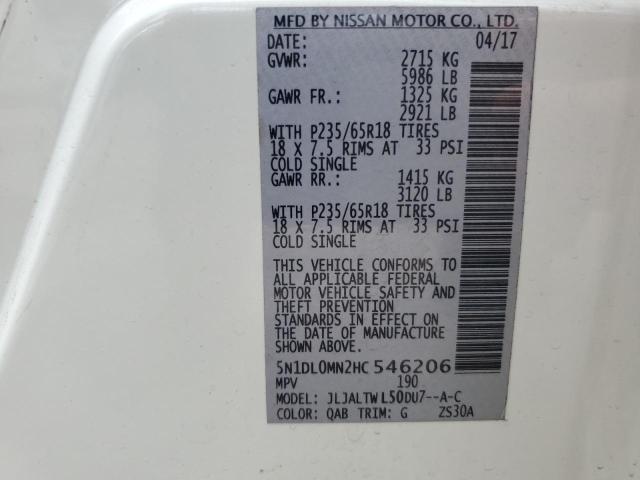 5N1DL0MN2HC546206 Infiniti QX60