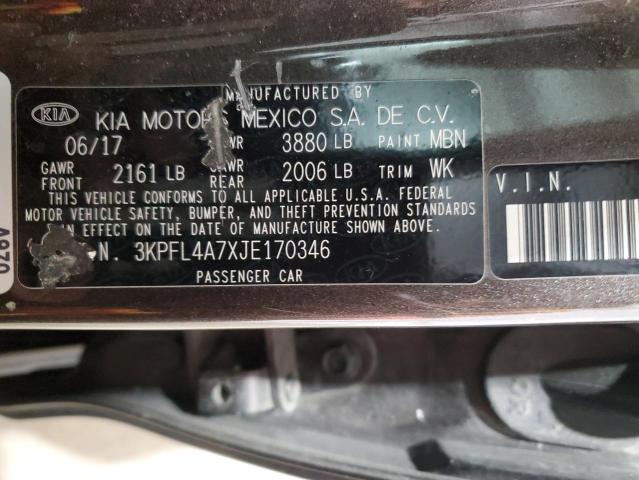 3KPFL4A7XJE170346 KIA FORTE LX