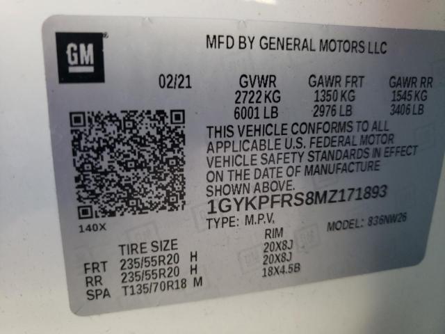 1GYKPFRS8MZ171893 Cadillac Xt6 Platinum Premium Luxury