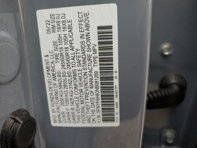 5FNYF6H83NB081289 Honda Pilot Trailsport